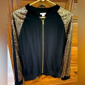 Xhilaration Gold Sequin Sleeve Jacket L